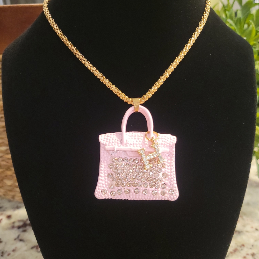 Betsey Johnson - Pink and Gold Mini Bag Necklace